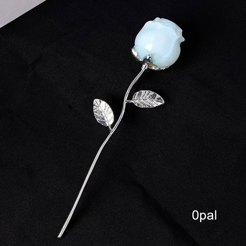 Natural Rose Flowers Stone Crystal Carved Gemstone Valentine's Day Wedding Gifts - Picture 24 of 28