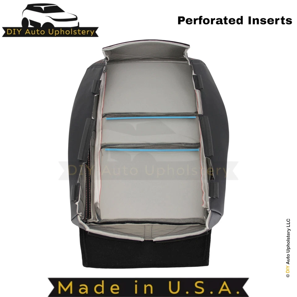 2011-2025 For Dodge Durango Leather Passenger Bottom Seat Cover Black-Red Stitch - Image 2 of 4