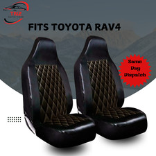 LUXURY BLACK QUILTED DIAMOND LEATHER FRONT SEAT COVERS -FOR TOYOTA RAV 4