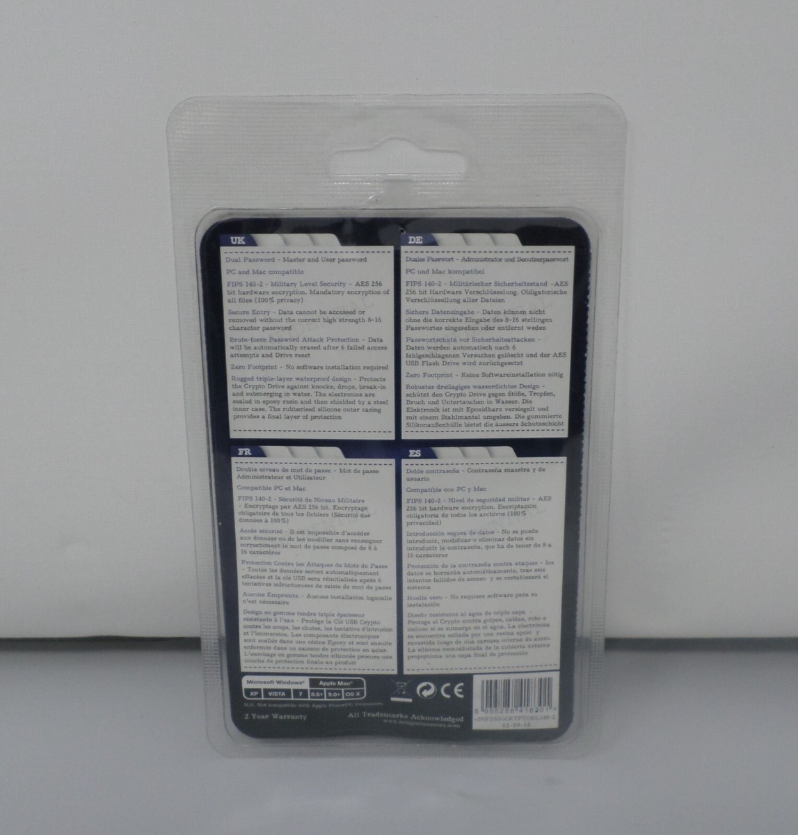 Integral 32GB Secure USB Crypto Dual FIPS 140-2 Encrypted.  INFD32GCRYPTODL140-2