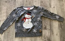 Tipsy Elves Sequined Snowman Snowflake Christmas Sweater Women's Size L Gray