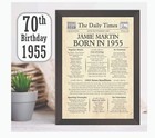 70th Birthday Gift - 1955 Personalised Day You Were Born Print Mum Dad Men Women