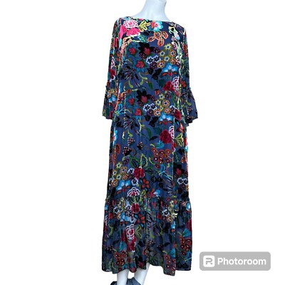 Johnny Was Minto Burnout Tanya Floral Midi Dress Sz M NWT