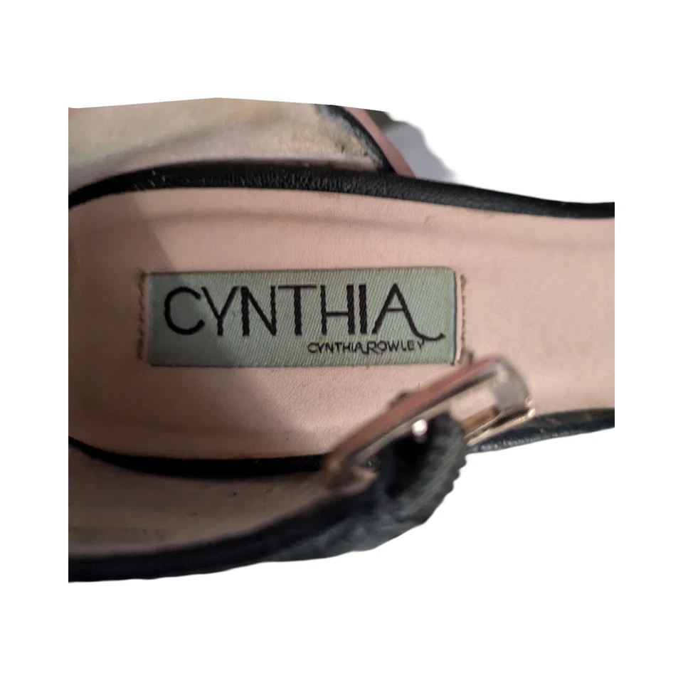  CYNTHIA ROWLEY BLACK  LEATHER POINTY  PUMPS SIZE 7.5 M  - Image 4 of 4