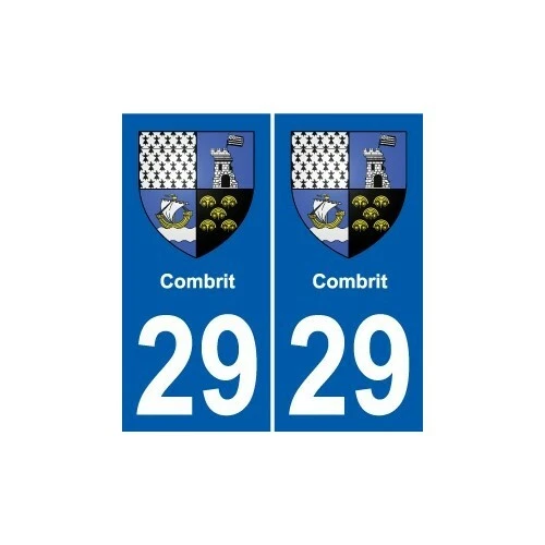 BEARN 29 Combrit logo autocollant plaque stickers ville - Angles : droits