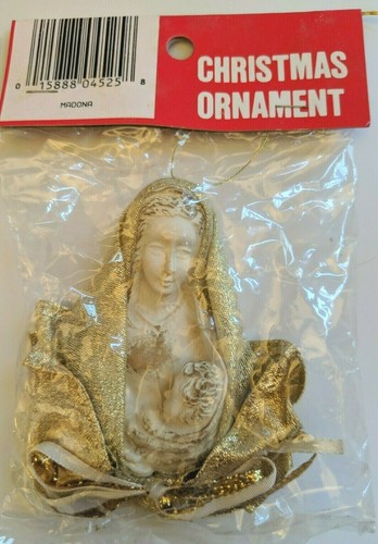 Madona Virgen María con Niño Jesús Mantón Dorado Capa Adorno de Navidad Vacaciones - Imagen 2 de 9