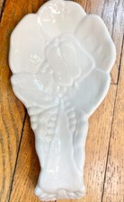 White Ceramic Vegetable Peppers Design Chunky Spoon Rest Spoonrest Vintage?