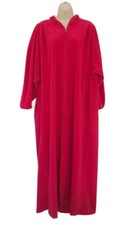 Vintage Vanity Fair Woman s Sz L Red Full Zip Front Long Robe Long Sleeve