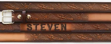Name Belt - American Flag and Eagle Brown Leather Belt Engraved Men and Women