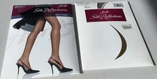 2 Hanes Silk Reflections Control Top Pantyhose Sheer Toe 717 Barely There/Black