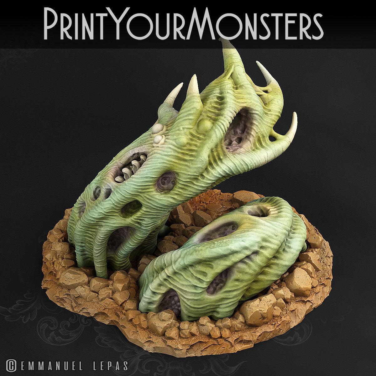 3D Printed Print Your Monsters Zombie Worm Total Worms 2 Set 28mm
