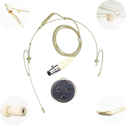 Beige Double Dual Ear Hook Headset Microphone for AKG Samson 3 Pin Mini XLR TA3F - Picture 5 of 7