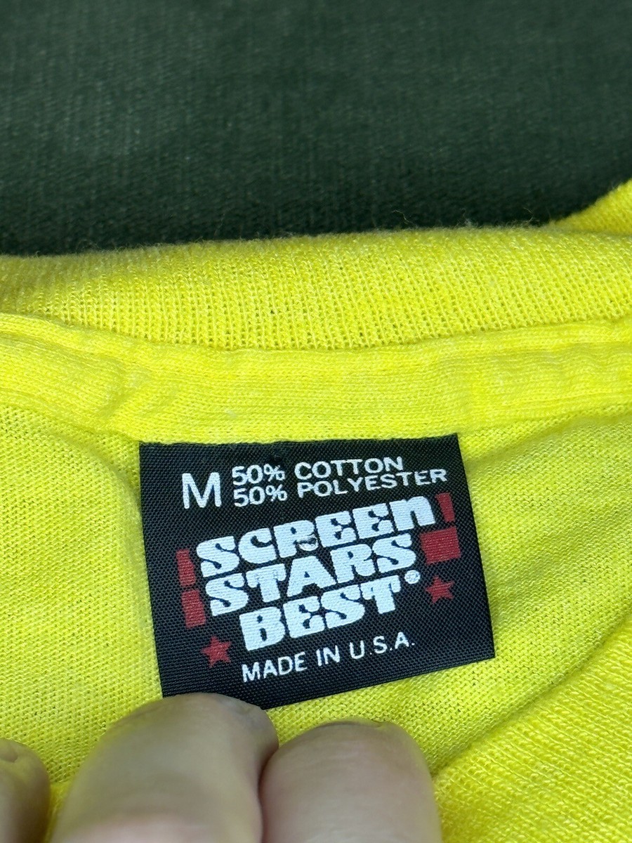 New Vintage 90s Mens Screen Stars Yellow Med T-shirt 50/50 Single