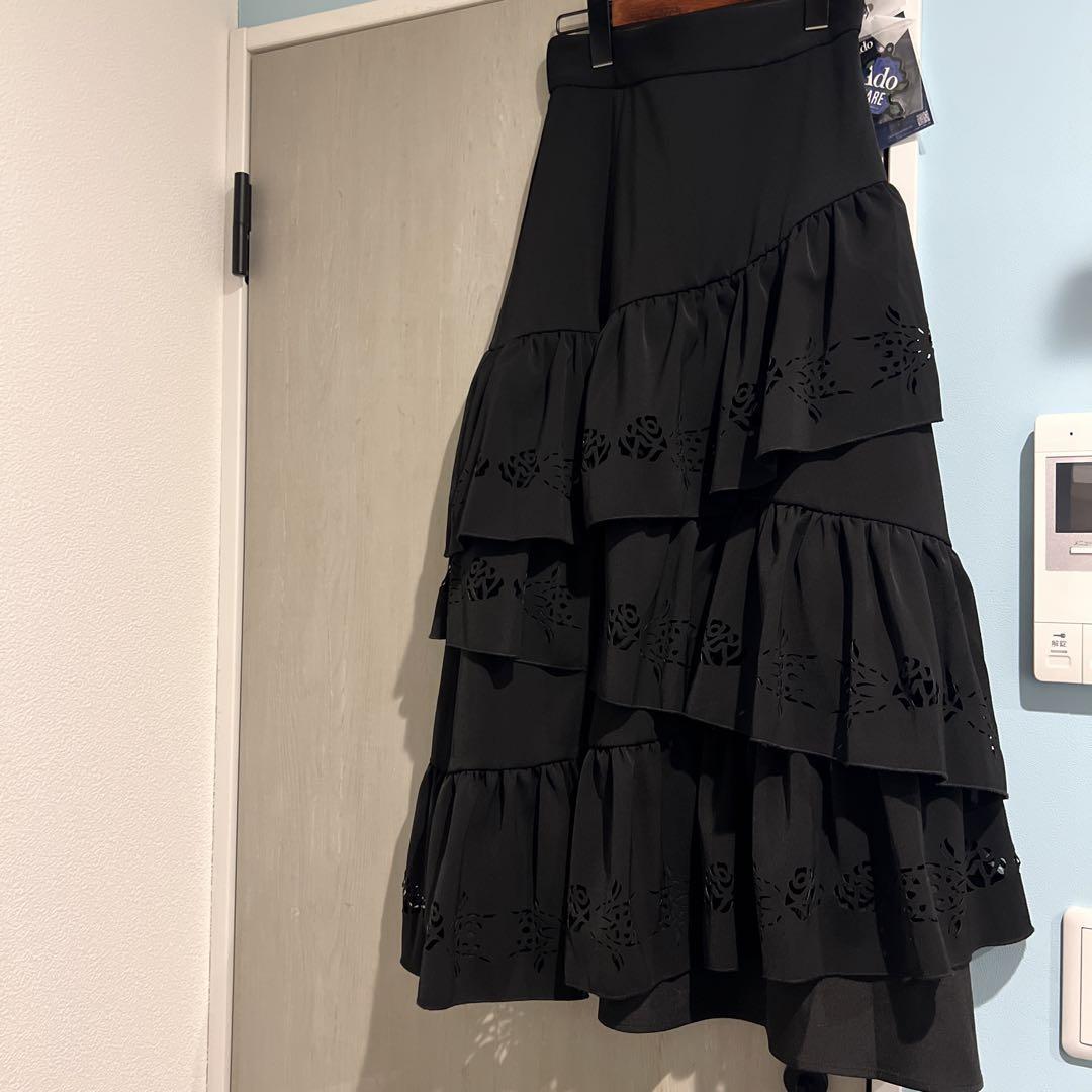 Ado HARE Collaboration Leather Cut Tiered Long Skirt Black With Tag New