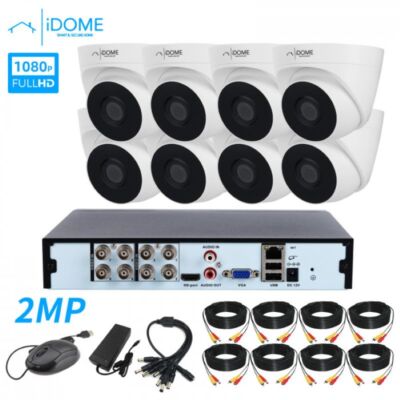 IDOME CCTV HEIMSICHERHEIT 2MP 8 KANAL DVR KIT KOMPLETT FULL HD (KOSTENLOSER BALUN) UK