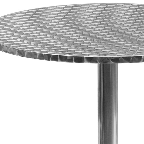 27.5'' Square Aluminum Indoor-Outdoor Restaurant Dining Table with Metal Base - Picture 6 of 10