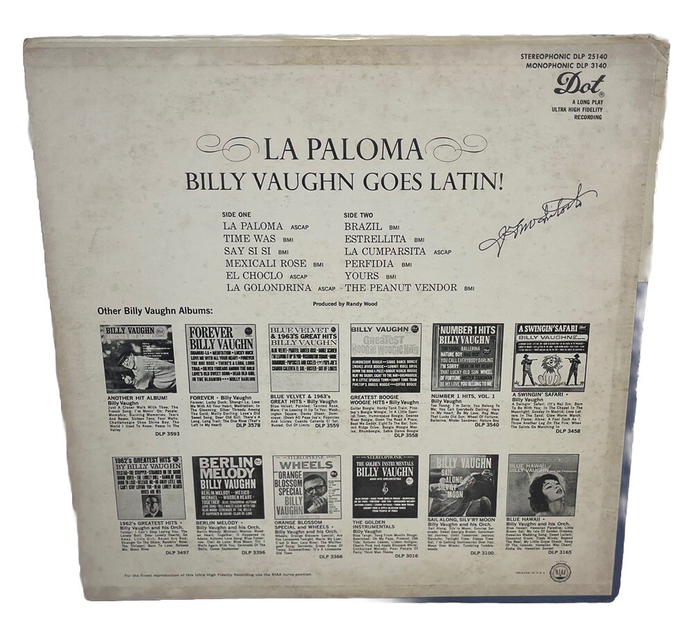その他 La Paloma Billy Vaughn And His Orchestra ‎~ La Paloma ~ Vinyl LP Dot