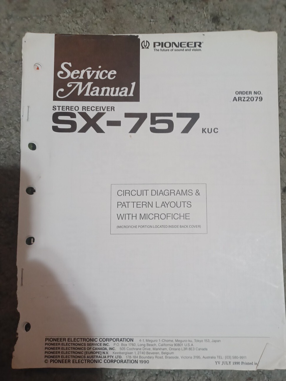 Pioneer SX-757 Receiver Factory Service Manual *Original* W/