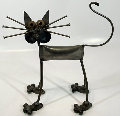Handmade Steel Metal Welded Kitty Cat Kitten 18
