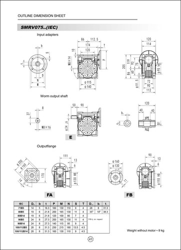 Worm Drive Gearbox NMRV075 10:1 ratio B5 Flange 19mm input shaft Speed reducer - Foto 5 di 5