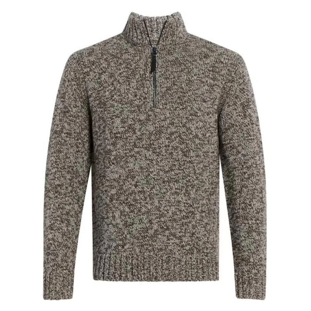 Woolrich Eco Rich Woodward Half Zip Wool Sweater in Hazelnut Size XL