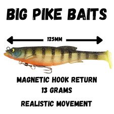 Big Pike Fishing Lure 125mm Jerkbait – Magnetic Hook, Shad, Perch, 21g + Trace