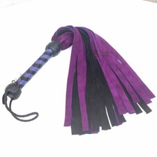 Real Genuine Cow Hide Suede Leather Flogger 25 Falls Purple  Black Heavy Duty