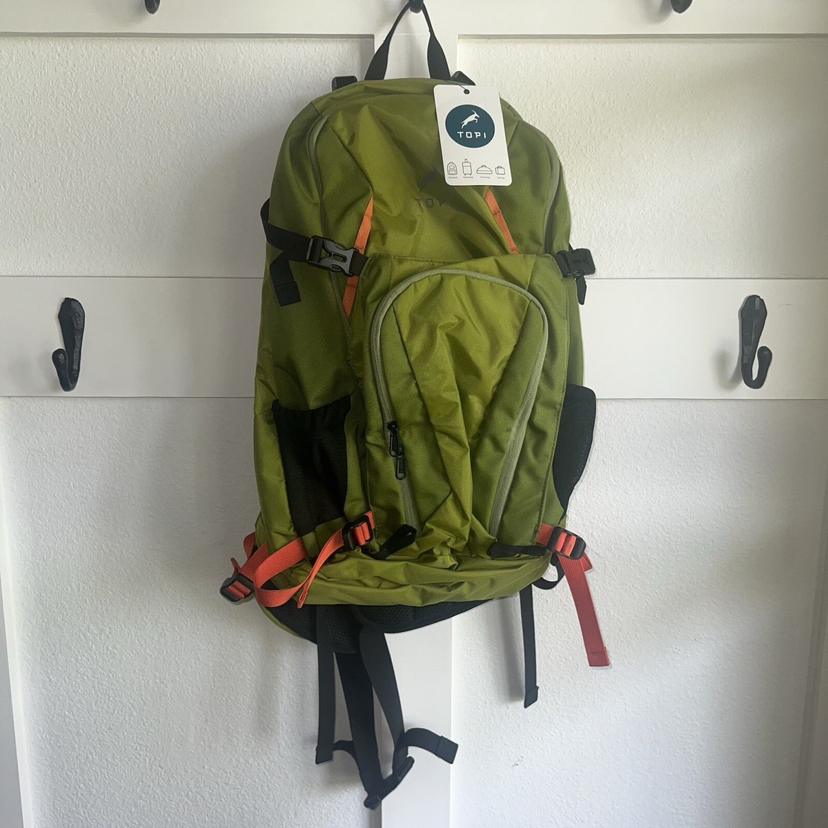 TOPI Green Hiking School Travel Backpack NWT
