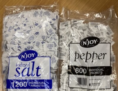 N'JOY Iodized **3 Bags*Salt & **3 Bags*Pepper - Salt 3,600 ct., Pepper  2,400 ct. | eBay