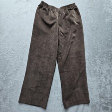 Alfred Dunner Petite Pants 10P Corduroy Brown Elastic Waist Pull On Pockets