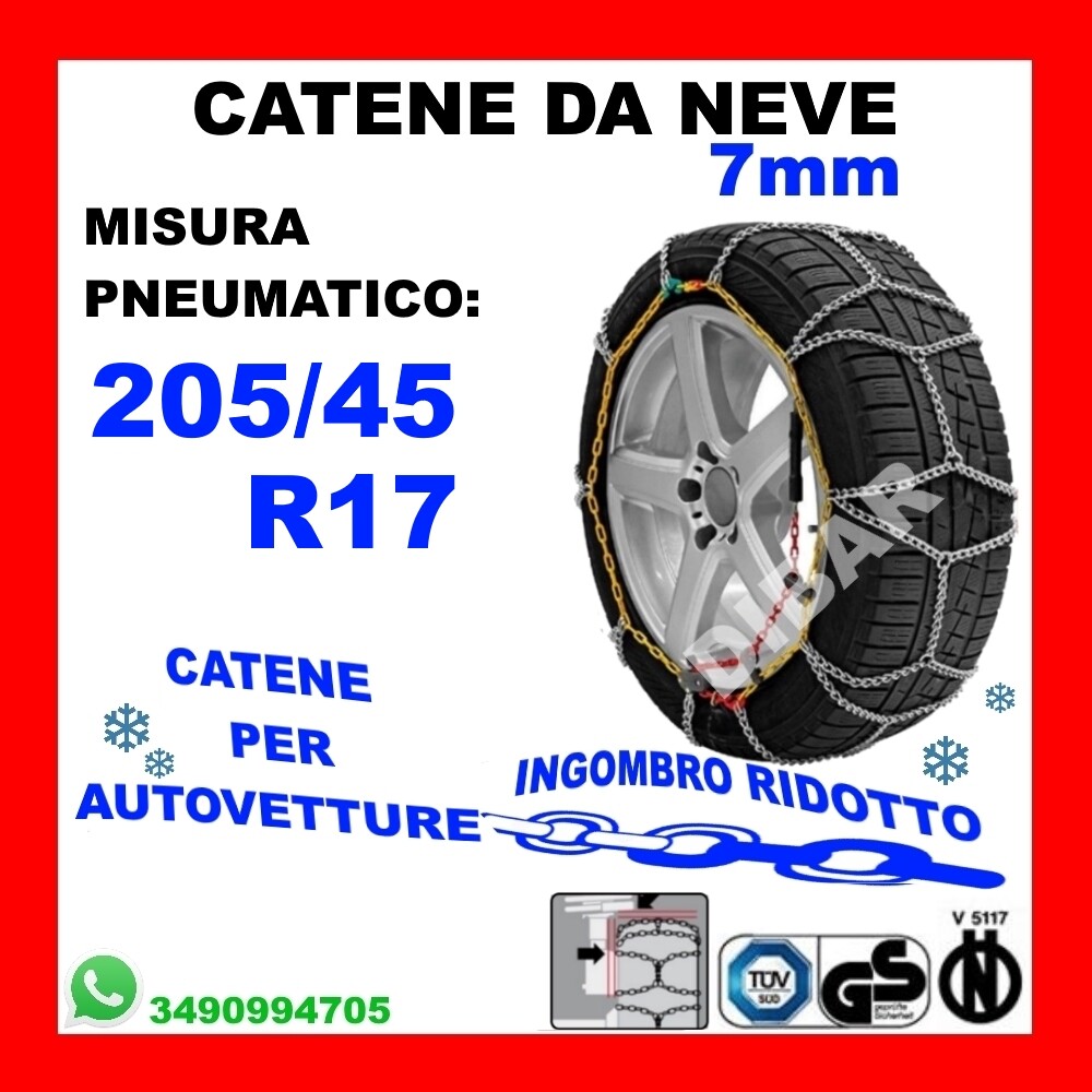 Catene Da Neve Omologate &Ouml;-Norm 9mm - Per Pneumatici 225/35 R18