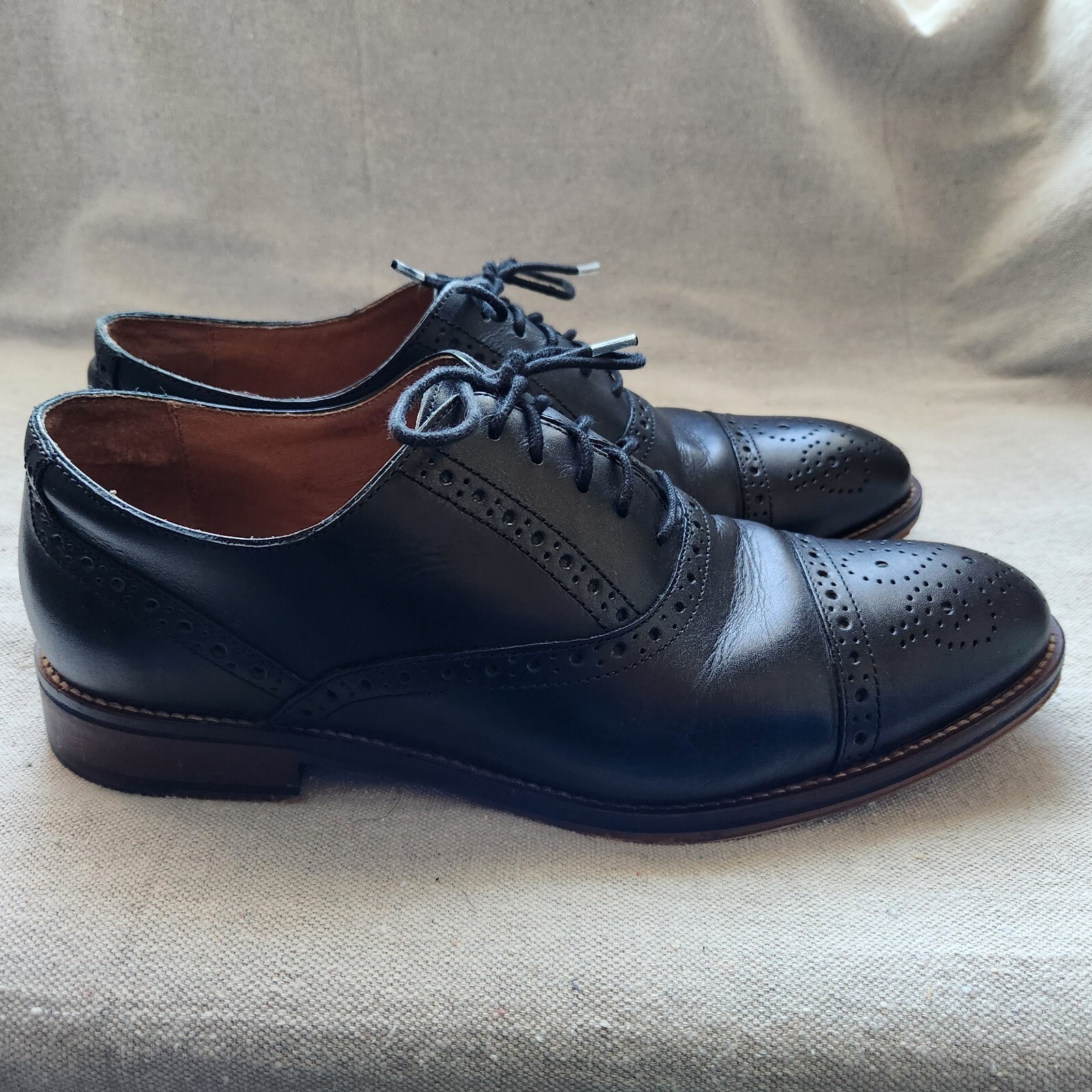 SAOLA Johnston & Murphy Conard Oxfords Uomo 9 5 W Punta a Cappuccio Brogue in Pelle Nera