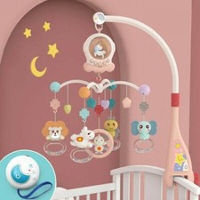 JMSC Baby Crib Remote Mobiles Rattles Music Educational Rotating Bed Bell /light