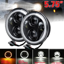 2pc 5-3/4" 5.75 inch Headlight Motorcycle Halo DRL Round LED HeadLight Universal
