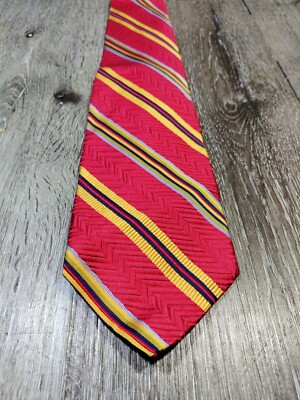 Robert Talbott Best of Class Men s Necktie 100% Silk Red Striped USA Made 58x3.7