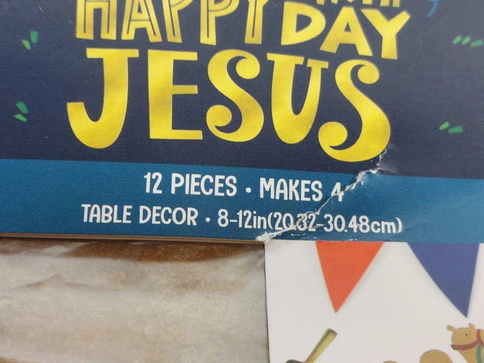 Decoração de mesa feliz aniversário Jesus 12 peças - Imagem 4 de 4