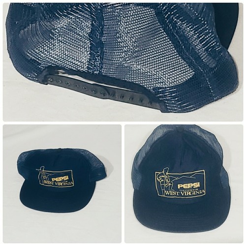 Vintage Pepsi Cola Choice of West Virginia Navy Blue Mesh Snapback Trucker Hat