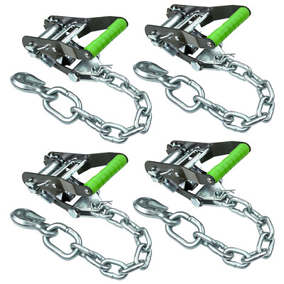 VULCAN Ratchet Buckle, Chain Anchor, 2'' Handle, High-Viz, 4 Pack, 3300 lbs SWL