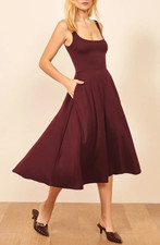 $128 REFORMATION JEANS "Rou" sleeveless tank Midi Fit & Flare Dress - Merlot - S