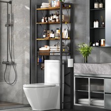 Over-The-Toilet Storage Rack, 4-Tier Bathroom Organizer Shelf Over Toilet wit...