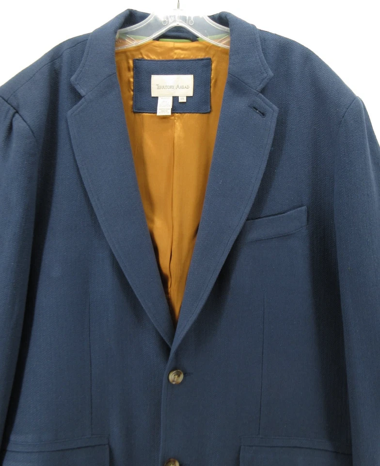 Abrigo deportivo vintage The Territory Ahead para hombre 48 azul Blazer chaqueta texturizada de seda * Foto 2 de 4