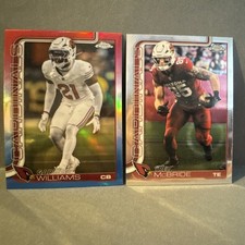 topps garrett williams trey mcbride cardinals 2025  chrome nfl lot of 2 cards