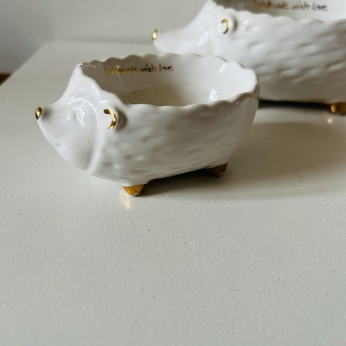 Anthropologie Transpac 3 set Nesting Stackable Hedgehog Ceramic Bowls food safe - Picture 6 of 13