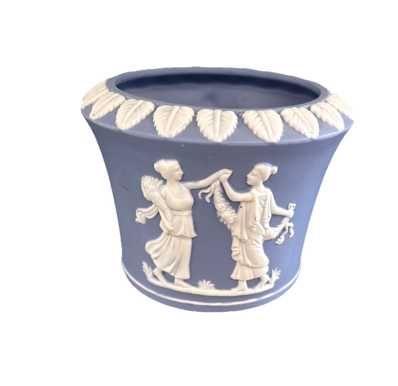Lefton Jasperware Posey Pot Pale Blue / Lavender Wedgwood Like 3.5” tall