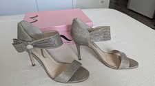 Nina Women s Silver Glitter Ankle Strap Strappy Heels