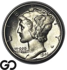 1941-D Mercury Dime 10C Silver Coin, Gem BU