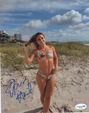 "TINY BIKINI ON THE BEACH" NXT WWE WWF THEA HAIL SIGNED 8x10 ACOA AUTO