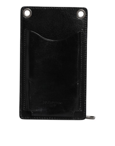 Dolce & Gabbana Negro Caballo Cuero Cremallera Logo Hombro Cuello Tira Cartera - Imagen 4 de 5