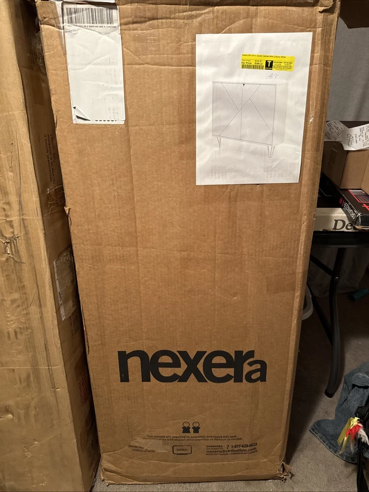 Шкаф Nexera Accent 39 дюймов ширина 2 полки геометрический узор тонкое настенное крепление дерево белый - Изображение 2 из 4