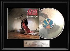 OZZY OSBOURNE BLIZZARD OF OZZ  WHITE GOLD PLATINUM RECORD W-PRINTED SIGNED AUTOS